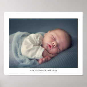 Personligt fototryck med babys foto och namn poster