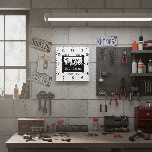 Personligt garage  fyrkantig klocka (Skapare uppladdad)