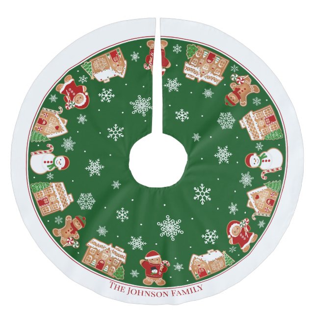 Personligt gingerbread-by Brushed Polyester Julgransmatta Borstad Polyester (Framsidan)