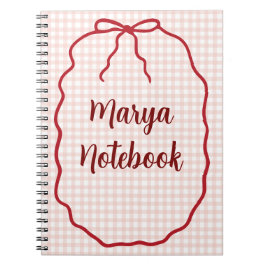 Personligt Gingham Spiralhäfte | Anpassat Namn Anteckningsbok