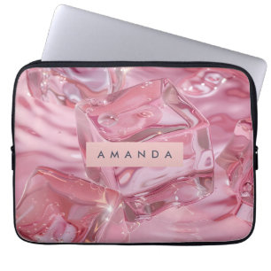 Personligt glänsande rosa isglans laptop fodral