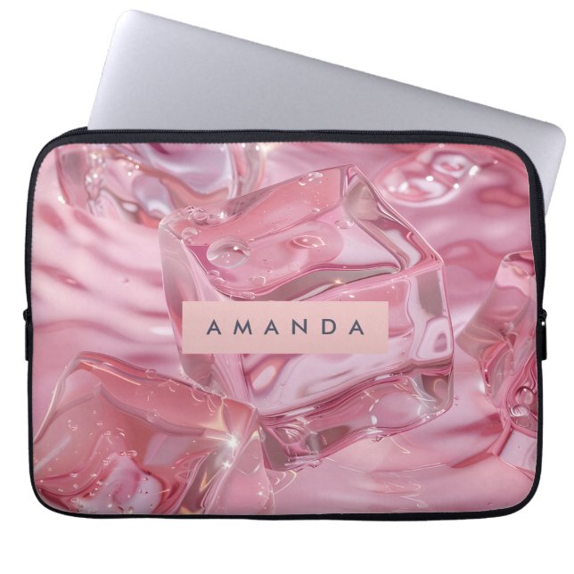 Personligt glänsande rosa isglans laptop fodral (Framsidan)