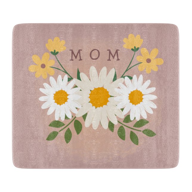 Personligt glas skärbräda för mamma Mors dag (Framsidan)
