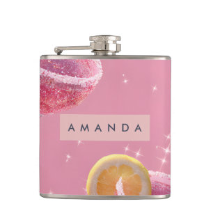 Personligt Glitter Glam Rosa Cocktaildryck Fickplunta