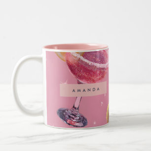 Personligt Glitter Glam Rosa Cocktaildryck Två-Tonad Mugg