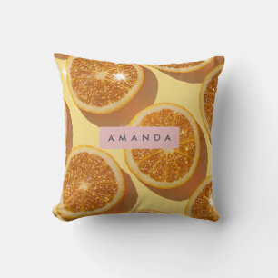 Personligt gnistrande citrus glitter apelsin kudde