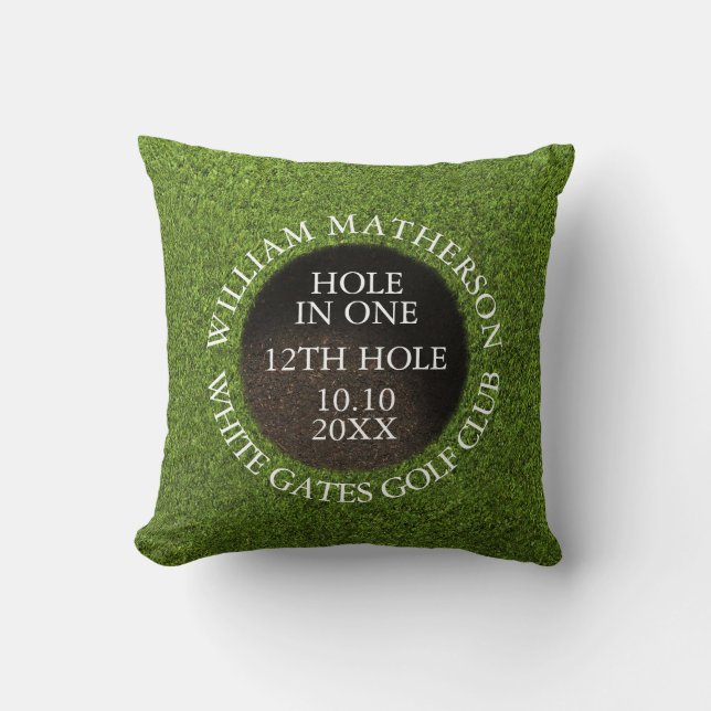 Personligt golfhål Hole in One-utmärkelse Kudde (Framsida)