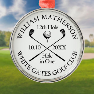 Personligt golfhål-i-ett-pris julgransprydnad metall