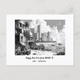 Personligt Gott Nytt År 2025 Miami Helg Vykort