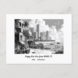 Personligt Gott Nytt År 2025 Miami Helg Vykort