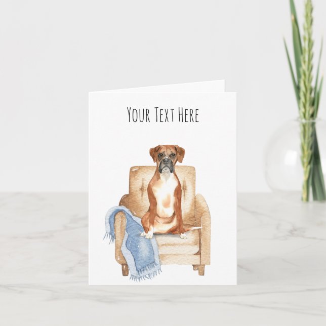 Personligt gratulationskort med text om Boxerhund Kort (Framsida)