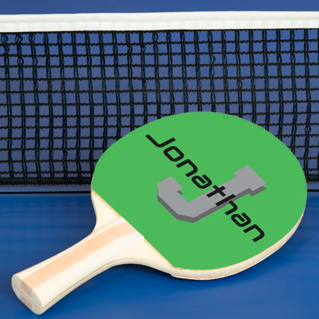 Personligt grönt monogram initial design  pingisracket (Insitu)