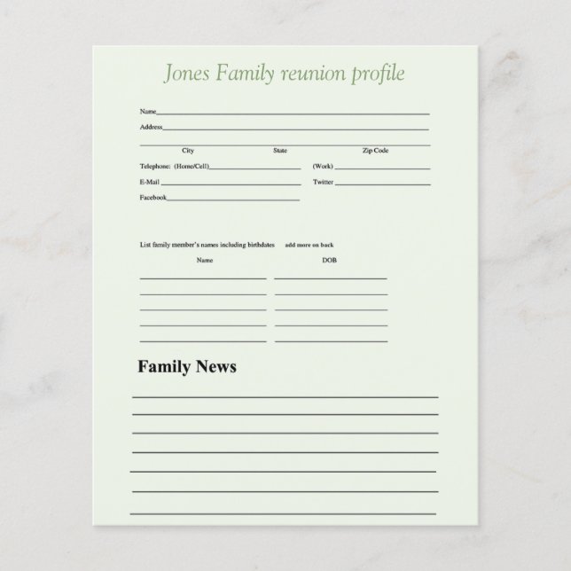 Personligt grönt temafamiljeprofil  (Framsida)