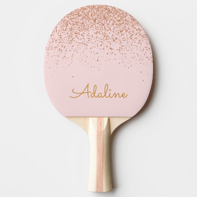 Personligt guldblixtrande monogramnamn pingisracket (Framsidan)