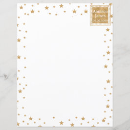 Personligt guldpappersbrevpapper med glitterstjärn
