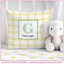 Personligt gult gingham-monogram-för barnkammare