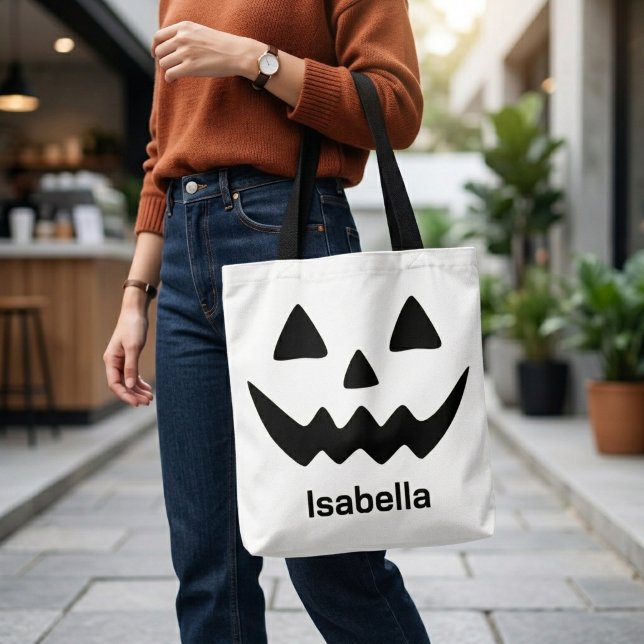 Personligt Halloween Jack O Lantern Pumpa Ansikte Tygkasse (Skapare uppladdad)