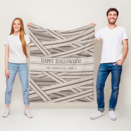 Personligt Halloween-mumie-ränder Familjenamn Fleecefilt