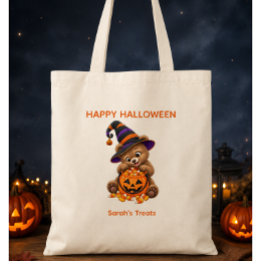 Personligt Halloweenbjörnunge med godis Tygkasse