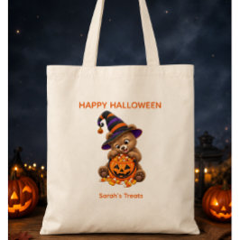 Personligt Halloweenbjörnunge med godis Tygkasse