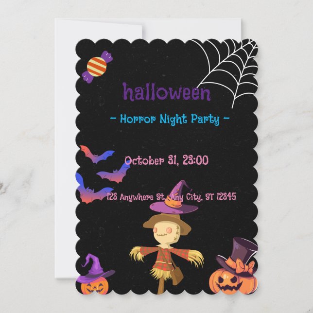 PERSONLIGT HALLOWEENKVÄLLS SKRÄCKPARTY INVITATION JULKORT (Framsida)
