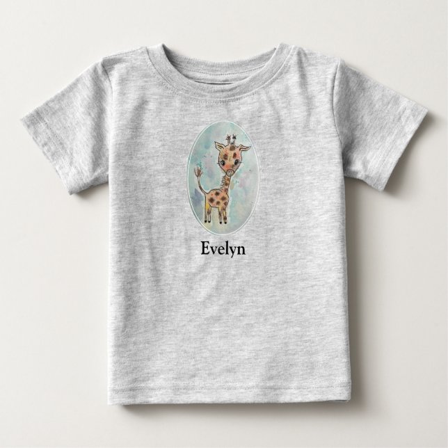 Personligt handmålad akvarell Giraff  T Shirt (Framsida)