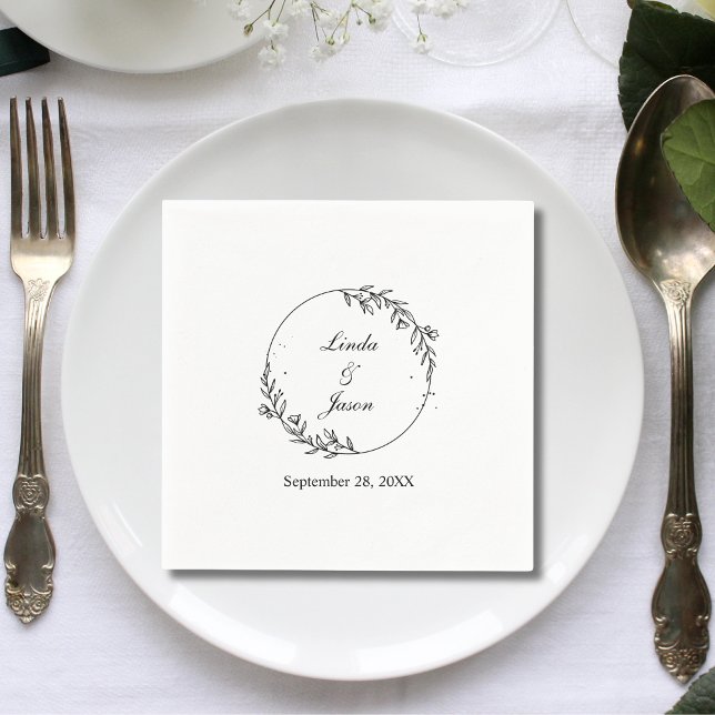 Personligt Handritat Blommotiv Terrakotta Bröllop Pappersservett (Personalized hand drawn floral terracotta napkins add warm earthy charm to your wedding table)