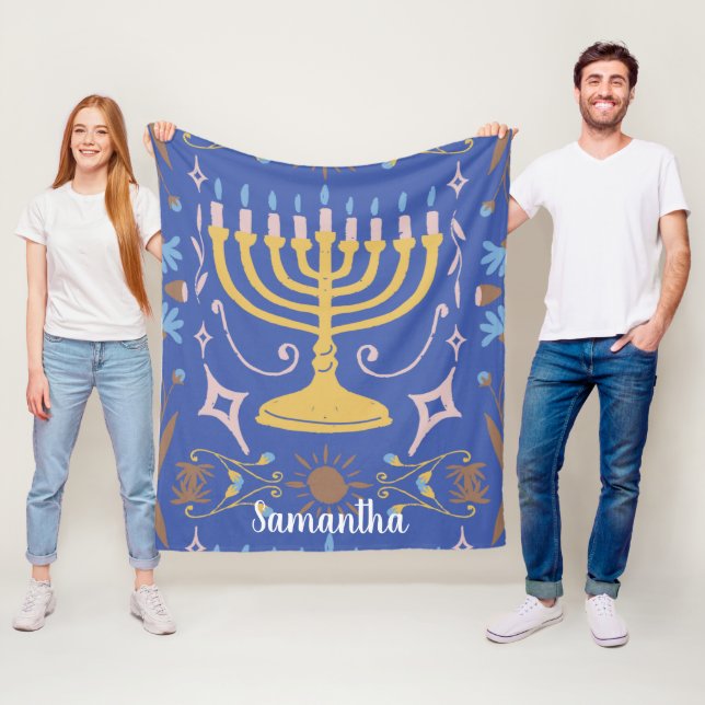 Personligt Hanukkah-mönster Fleecefilt (På plats)