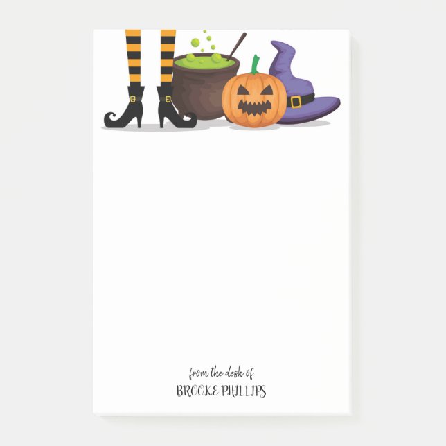 Personligt Häxgryta Halloween Post-it Block (Framsida)