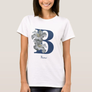 Personligt Hibiskusblomma Monogram Initial B T Shirt