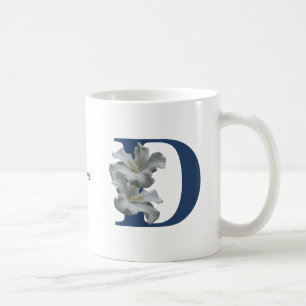 Personligt Hibiskusblomma Monogram Initial D Kaffemugg
