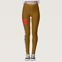 Personligt hjärtslag över Brun Leggings
