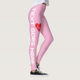 Personligt hjärtslag över rosa leggings