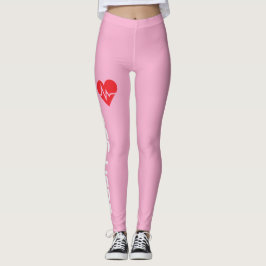 Personligt hjärtslag över rosa leggings