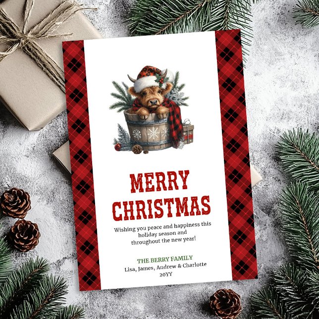 Personligt höglands-ko julhälsning julkort (Personalized highland cow Christmas greeting Holiday Card)