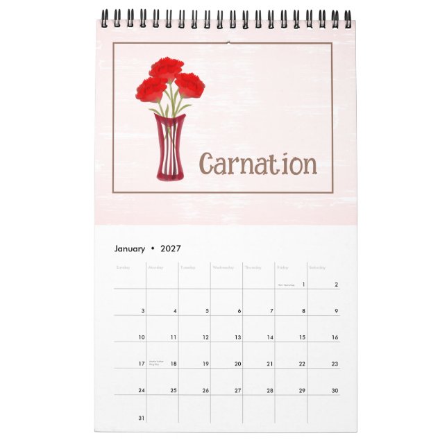 Personligt illustrerad blomkalender kalender (Jan 2027)