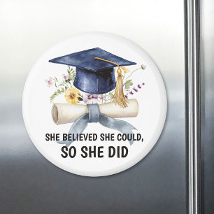 Personligt Inspirerande Citat Blommig Examen Magnet