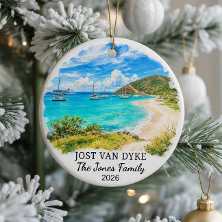 Personligt Jost Van Dyke keramiskt ornament, anpas Julgransprydnad Keramik
