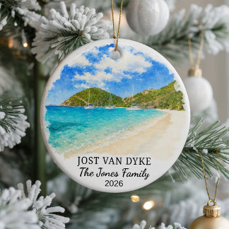 Personligt Jost Van Dyke keramiskt ornament, anpas Julgransprydnad Keramik