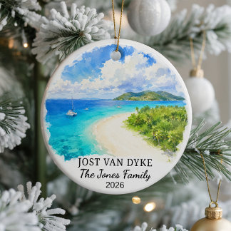 Personligt Jost Van Dyke keramiskt ornament, anpas Julgransprydnad Keramik