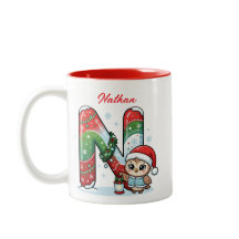 Personligt julbrev N monogram Santa