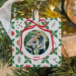 Personligt julfoto med Heirloom Holly Julgransprydnad Keramik