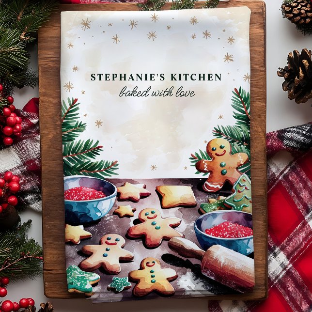 Personligt julgodis i form av pepparkaksgodisar kökshandduk (Skapare uppladdad)
