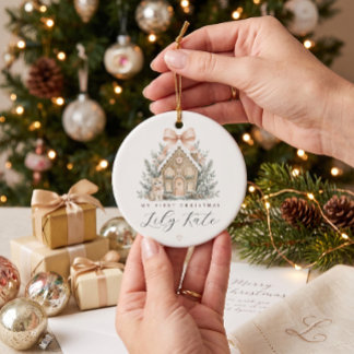 Personligt julgran för babys första jul julgransprydnad keramik