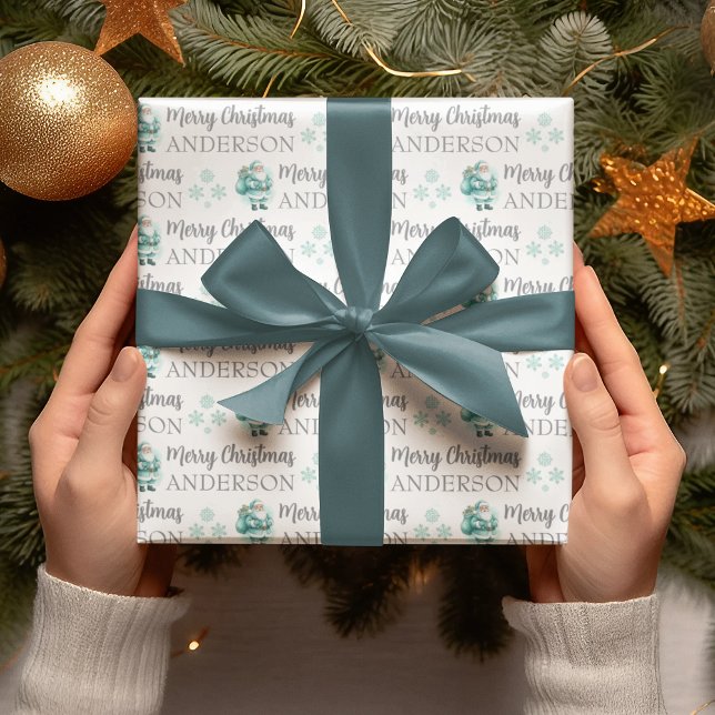 Personligt julinpackningspapper presentpapper (Celebrate someone special this holiday with this cute personalized Santa wrapping paper!)