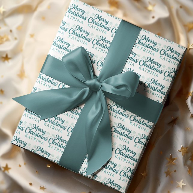Personligt julinpackningspapper presentpapper (Celebrate someone special this holiday with this beautiful personalized Christmas wrapping paper! )