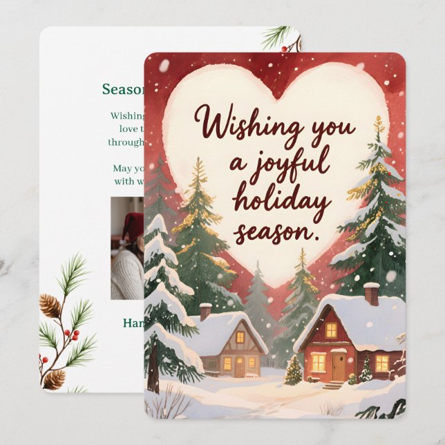 Personligt julkort med vintage-design  (Fram/baksida)