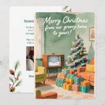 Personligt julkort med vintageflat design 