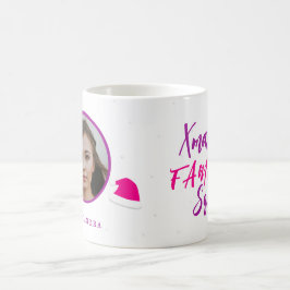 Personligt julnamn rosa julfamilj kaffemugg