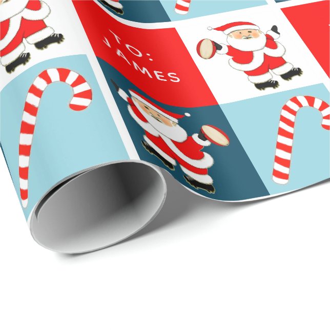 Personligt julpresentpapper för rugby presentpapper (Rullad Hörn)
